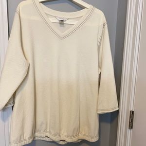 CJ Banks cream blue top